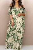 Multicolor Sexy Geometric Print Pocket Contrast V Neck Printed Dresses