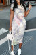 Multicolor Casual Geometric Print Floral Print Contrast O Neck Printed Short Sleeve Dress