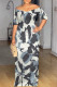 Multicolor Sexy Geometric Print Pocket Contrast V Neck Printed Dresses