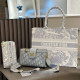 White Blue Daily Floral Print Letters Patchwork Zipper Contrast Bags