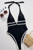 Black Sexy Hollow Out Backless Swimwears