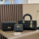 Black Daily Letters Metal Accessories Trim Texture Bags