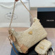 Apricot Casual Solid Color Zipper Weave Bags