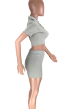 Pink Casual Solid Color Buckle Turndown Collar Short Sleeve Two Pieces