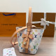 White Daily Letters Gradient Patchwork Contrast Bags