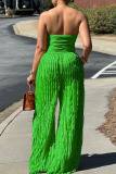 White Sexy Solid Color Pocket Strapless Loose Jumpsuits