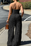 White Sexy Solid Color Pocket Strapless Loose Jumpsuits