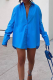 Blue Casual Solid Color Buckle Shirt Collar Shirt Dresses