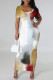 Multicolor Casual Geometric Print Gradient Contrast O Neck Printed Short Sleeve Dress
