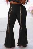 Grey Fashion Casual Adult Milk Fiber Solid Patchwork Loose Bottoms