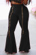 Black Fashion Casual Adult Milk Fiber Solid Patchwork Loose Bottoms