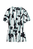 Khaki Casual Geometric Print Contrast V Neck T-Shirts