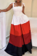 White Red Casual Colorblock Strap Design Spaghetti Strap Long Dresses