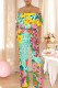 Turquoise Sexy Floral Print Pocket Flounce Off Shoulder Loose Jumpsuits