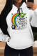 White Green Casual Graffiti Print Letters Draw String Pocket Hooded Tops
