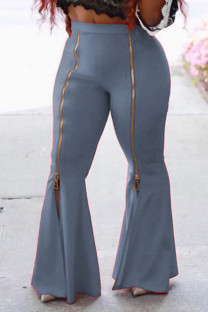 Grey Fashion Casual Adult Milk Fiber Solid Patchwork Loose Bottoms