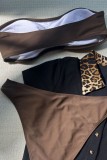 Coffee Sexy Solid Color Backless Swimwears (With Paddings)
