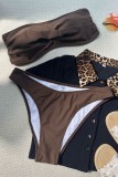 Coffee Sexy Solid Color Backless Swimwears (With Paddings)