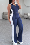 Brown Casual Solid Color Zipper Contrast Turndown Collar Sleeveless Two Pieces