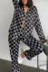 Black Daily Letters Buckle Turndown Collar Long Sleeve Two Pieces