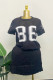 Black Sportswear Letters See-Through Contrast O Neck Short Sleeve Two Pieces