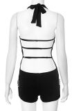 Black Sexy Solid Color Backless Strap Design Halter Skinny Jumpsuits