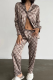 Apricot Daily Letters Buckle Turndown Collar Long Sleeve Two Pieces