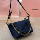 The cowboy blue Casual Letters Embroidered Zipper Bags