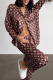 Coffee Daily Letters Buckle Turndown Collar Long Sleeve Two Pieces