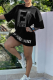 Black Casual Letters Embroidered Patchwork O Neck Straight Dresses