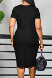 Purple Casual Solid Color Patchwork V Neck Long Dresses