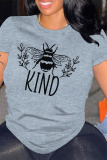 Pink Casual Animal Print Letters O Neck Tops