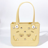 Pink Casual Solid Color Metal Accessories Trim Bags