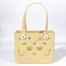 Khaki Casual Solid Color Metal Accessories Trim Bags
