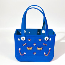 Blue Casual Solid Color Metal Accessories Trim Bags