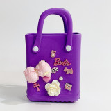 Pink Daily Flowers Patchwork Metal Accessories Trim Bags