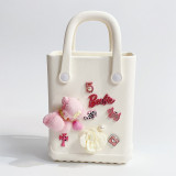 Pink Daily Flowers Patchwork Metal Accessories Trim Bags