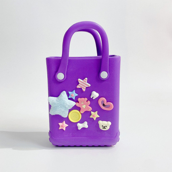 Purple Daily Cartoon Patchwork Bags