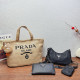 Apricot Vacation Letters Embroidered Weave Bags