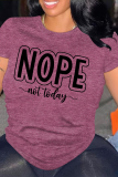 Pink Casual Letter Print O Neck Tops