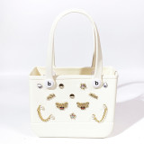 Pink Casual Solid Color Metal Accessories Trim Bags
