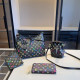 Black Casual Letters Gradient Patchwork Zipper Bags