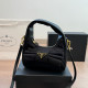 Black Daily Solid Color Bow Decor Zipper Bags