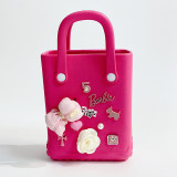 Pink Daily Flowers Patchwork Metal Accessories Trim Bags