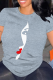 Grey Casual portrait  Print O Neck Tops