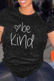 Pink Letter Print O Neck Tops