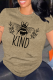 Khaki Casual Animal Print Letters O Neck Tops