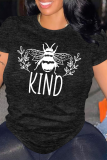 Pink Casual Animal Print Letters O Neck Tops