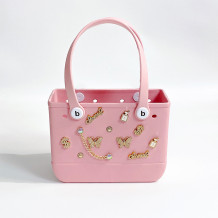 Pink Casual Butterfly Letters Metal Accessories Trim Bags