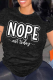 Black Casual Letter Print O Neck Tops